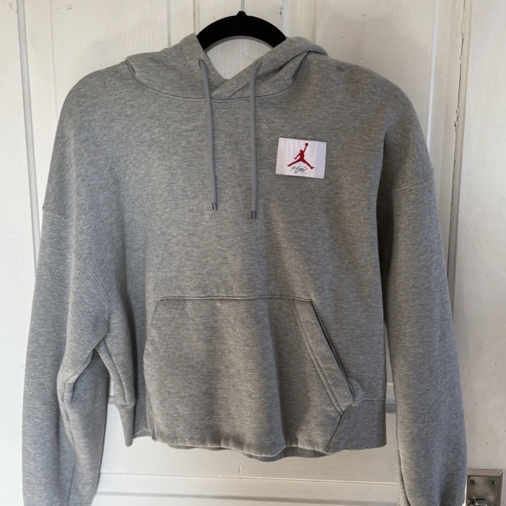 Jordan Gray Hoodie with Red Logo